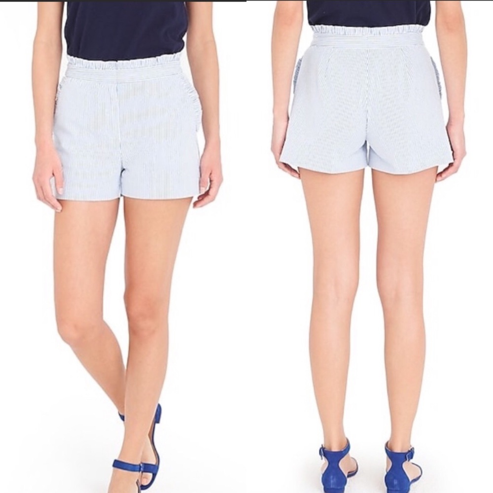 J.Crew Seersucker ruffle shorts